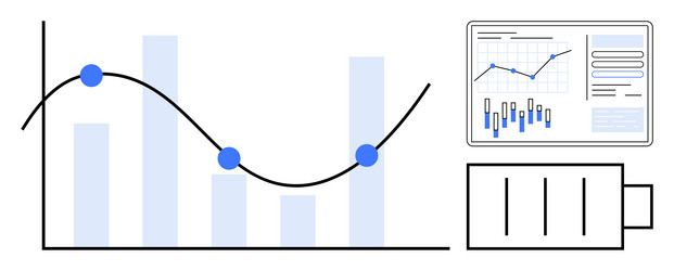 Data Analysis Chart with Battery Icon vector image