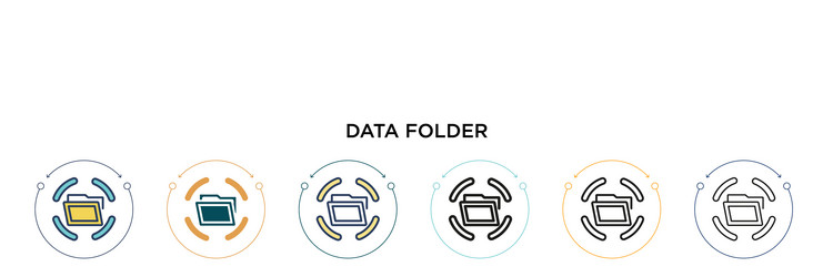data folder icon in filled thin line outline vector image