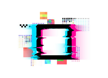 glitch effect frame pixel square geometric shapes vector image