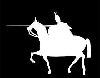 knight with armor helmet and spear riding horse Vector Image
