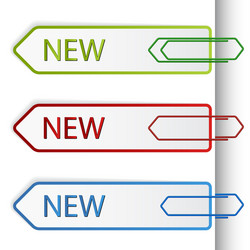 new sign labels with paperclips vector