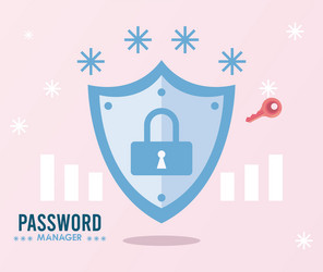 Password manager theme with padlock in shield vector