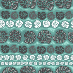 seamless pattern with shells on a green background vector image