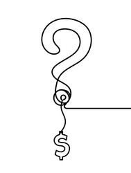 abstract question mark with dollar continuous vector image