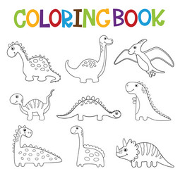 Cute Cartoon Dinosaur Coloring Book Vector Image
