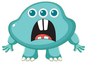 adorable blue alien monster cartoon character vector