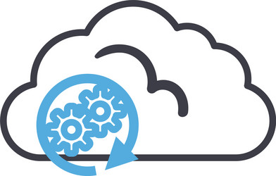 cloud computing with gears line style icon vector image