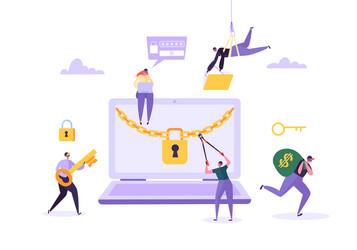 hacker stealing password and money from laptop vector image
