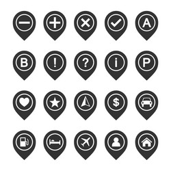 icon set of map pins or pointers place location vector image