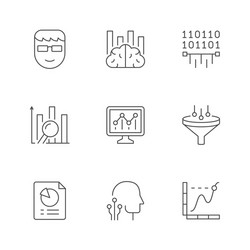 set line icons data analytics vector image