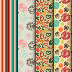 Set of seamless abstract pattern in retro style vector