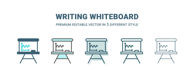 writing whiteboard icon in 5 different style vector image