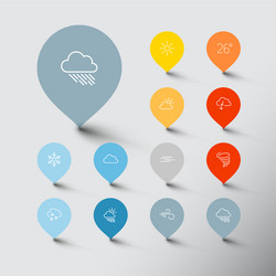 minimalistic weather thin line pointer icon set vector image