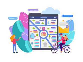 taking orders online determining the location via vector image