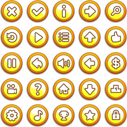 yellow round game menu buttons vector image