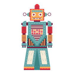 retro robot mechanical toy in flat vector image
