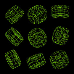 wireframe lined shapes perspective mesh 3d grid vector image