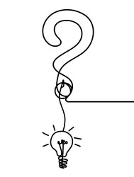 Abstract question mark with light bulb continuous vector