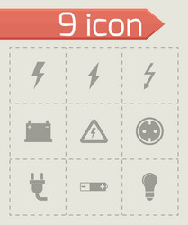 Black electricity icon set vector