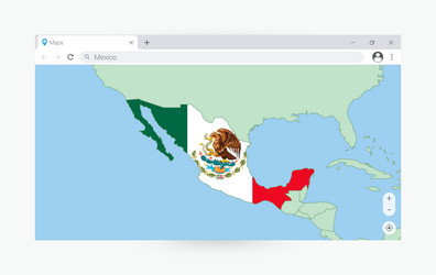 browser window with map of mexico searching vector image