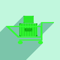 Flat with shadow icon and mobile application cart vector