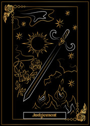 Judgment Card Custom Tarot card with ornate cloud magic boho Royalty Free Vector