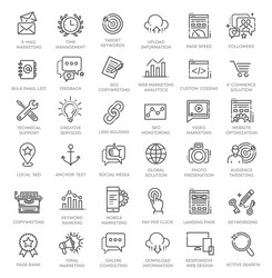 Outline icons set - search engine optimization vector