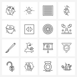 set 16 simple line icons for web and print vector image