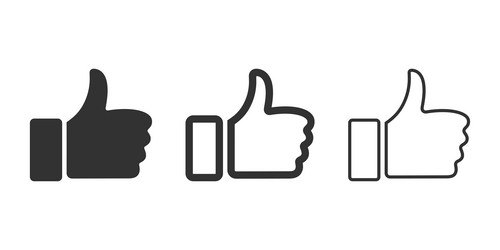 thumbs up icon set and thumb line icons vector