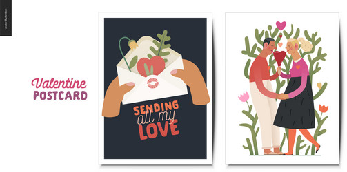 Valentines postcards - valentine graphics vector