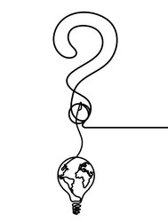 abstract question mark with light bulb continuous vector image