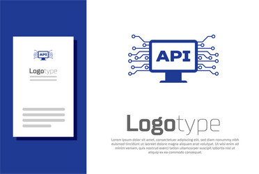 blue computer api interface icon isolated on white vector image