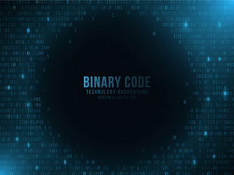 Glowing binary code on a dark blue background hi vector