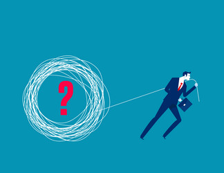 pulling the tangled ropes with question mark vector image