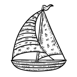 Summer boat line art coloring page for adult vector