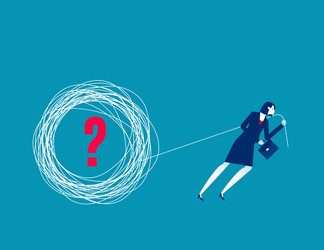 pulling the tangled ropes with question mark vector image