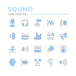 set color line icons sound vector