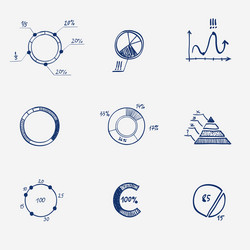 set of circle chart diagram graph pie hand draw vector