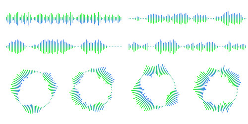 set of circular ripple icons concentric circles vector image