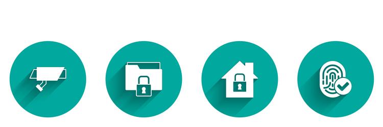 set security camera folder and lock house under vector image