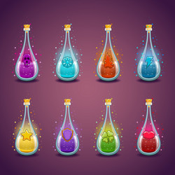 big set with different luminous magic elixir vector image