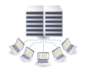 computer data server technology infographics 3d vector image