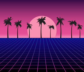Retro Synthwave Grid Background vector image