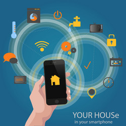 Smart home detectors controlling concept via phone vector