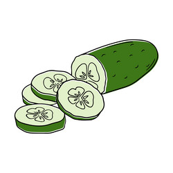 a sliced cucumber in linear vector image