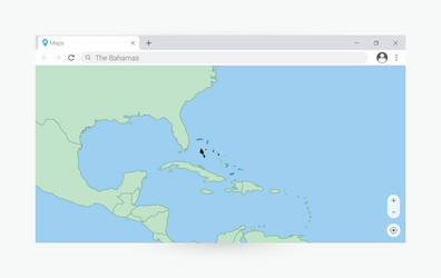 Browser window with map of the bahamas searching vector