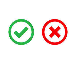 check mark and x icon vector