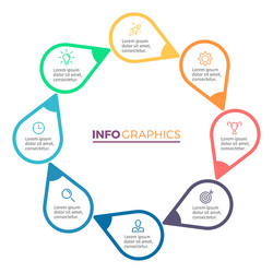 circular chart diagram with 8 steps pointers vector