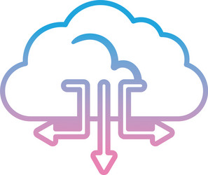 cloud computing with arrows gradient style icon vector image