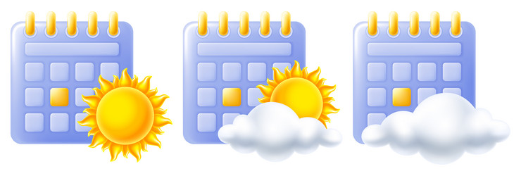 desk calendar weather icon set vector